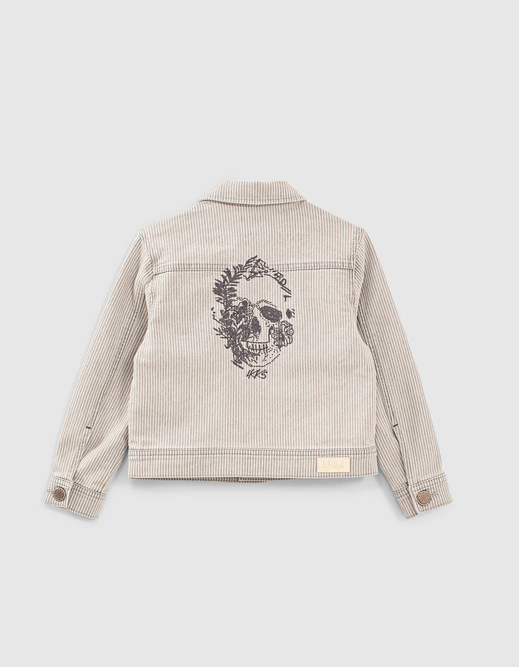 Schmal gestreifte Jungen-Jeansjacke in Light Grey -3