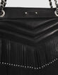 Clutch 1440 Reporter cuero negro flecos mujer-4