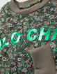 Grünes Sweatshirt, Leo-Blumen, Metallic-Botschaft, Mädchen-6