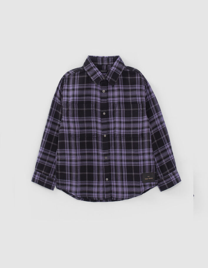 Boys’ purple check mix shirt-3