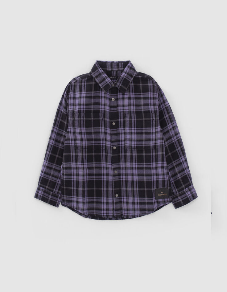 Camisa violeta mix cuadros niño-1