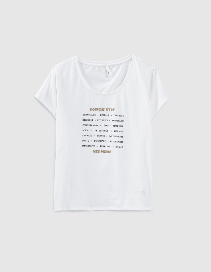 Camiseta blanca de algodón orgánico edición limitada Girl Power I.Code-5 Camiseta blanca de algodón orgánico edición limitada Girl Power I.Code-5