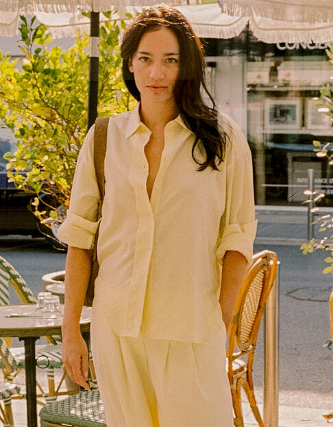 Chemise manches longues loose jaune Lyocell&reg; Femme - IKKS
