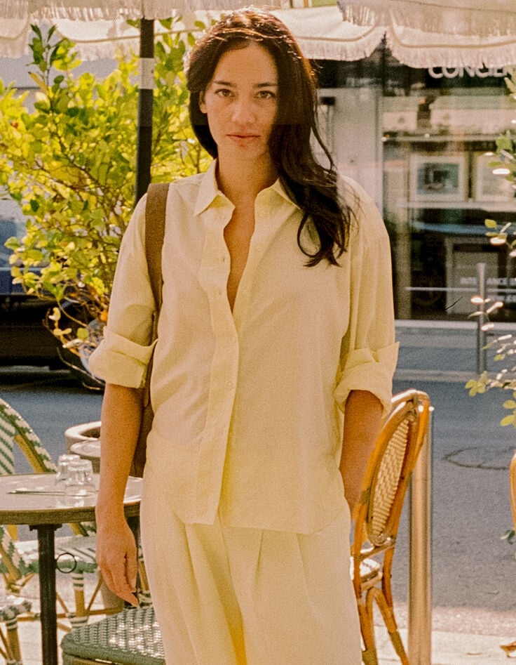 Chemise manches longues loose jaune Lyocell&reg; Femme-2