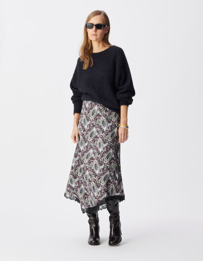 Asymmetrical long skirt burgundy paisley pattern Women - IKKS