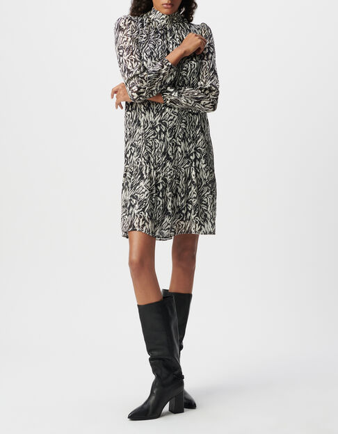 Vestido de mujer con estampado de cebra de l&uacute;rex marfil - IKKS