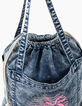 Bolso vaquero light blue con palmeras rosas niña-3