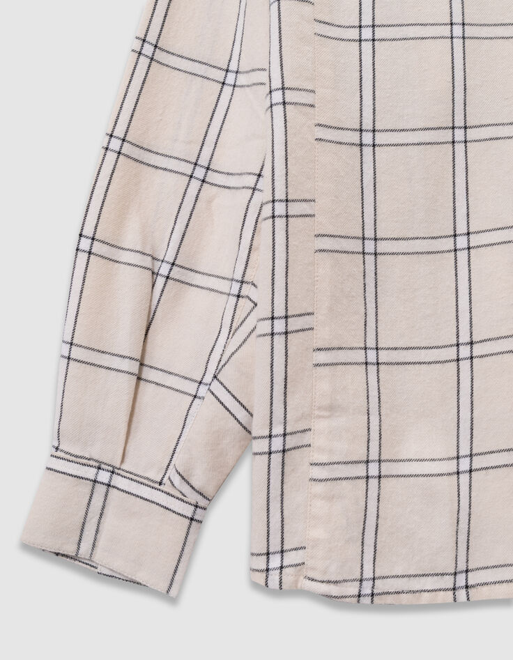 Girls’ ecru and black check shirt-6