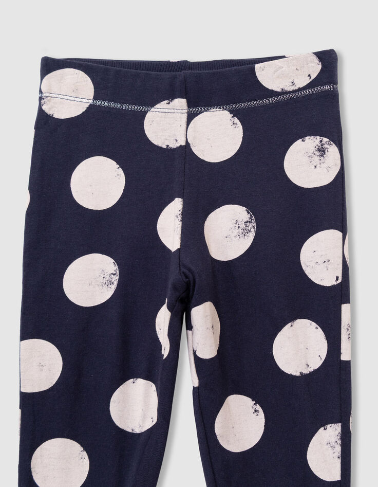 Girls’ navy XL polka dot and ribbed reversible leggings-2