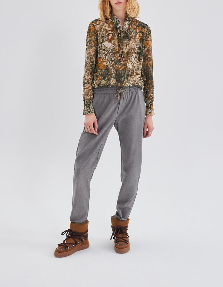 Blouse kaki imprimé paysage Femme-7