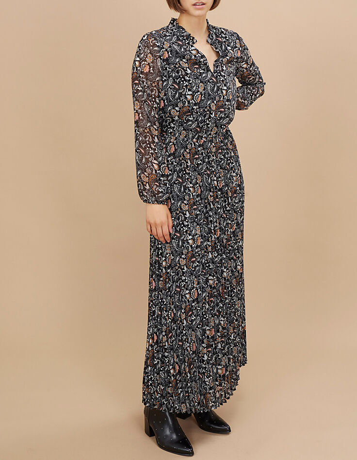 I.Code black floral paisley print long dress-2