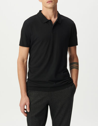 Men’s black cotton modal polo shirt - IKKS