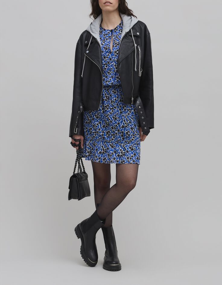Women's blue starburst print dress-2 Women's blue starburst print dress-2