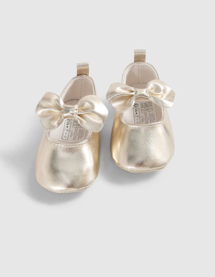 Ballerines dor&eacute;es &agrave; noeud b&eacute;b&eacute; fille-2
