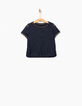 Marineblaues Crop-Top mit Spitze für Mädchen-1
