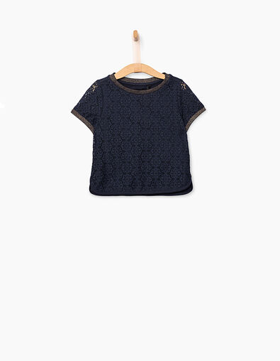 Marineblaues Crop-Top mit Spitze für Mädchen - IKKS
