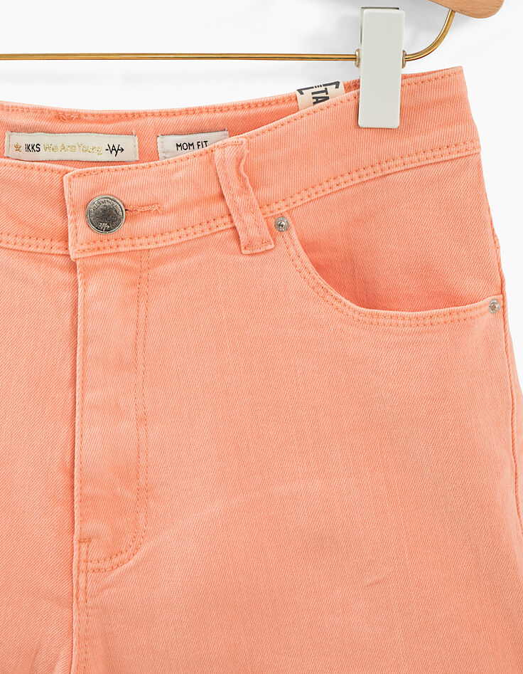 Short mom en jean corail fille -3