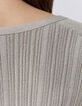 Cardigan champagne en tricot côtelé lurex Femme-6