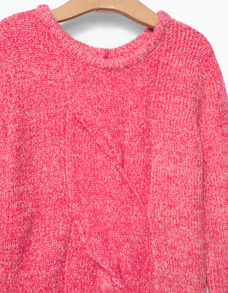 Pull en maille moulinée fuchsia fille-4