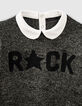 Pull gris anthracite avec col Claudine blanc fille-2