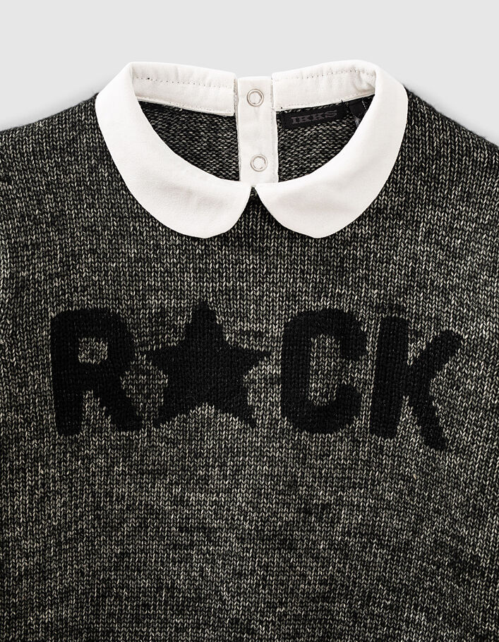 Girl’s charcoal grey sweater with white Peter Pan collar - IKKS
