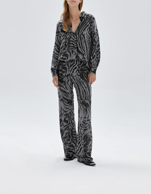 Pure Edition-Women’s grey wide-leg zebra print trousers - IKKS