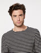 Tee-shirt marinière noir rayé blanc cassé Homme-5