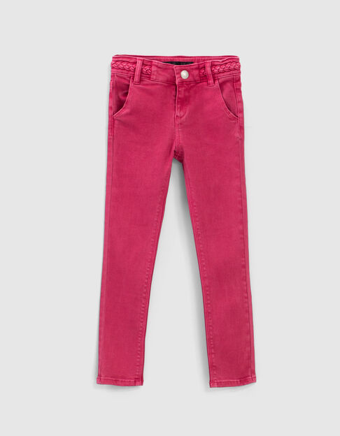 Girls’ fuchsia skinny jeans with woven belt