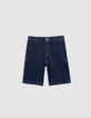 Boys’ upcycled raw denim Bermuda shorts, zipped pockets-3
