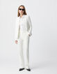 Pantalon de tailleur blanc ajusté maille Milano Femme-7