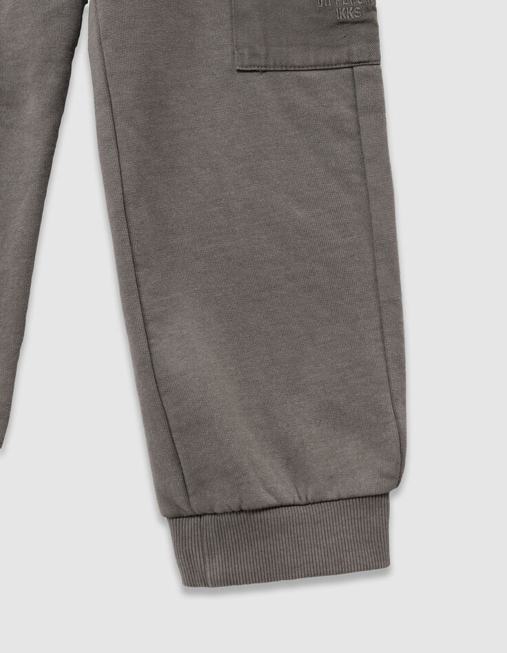 Khaki Jungenjogginghose Biobaumwolle im Battlestil-5