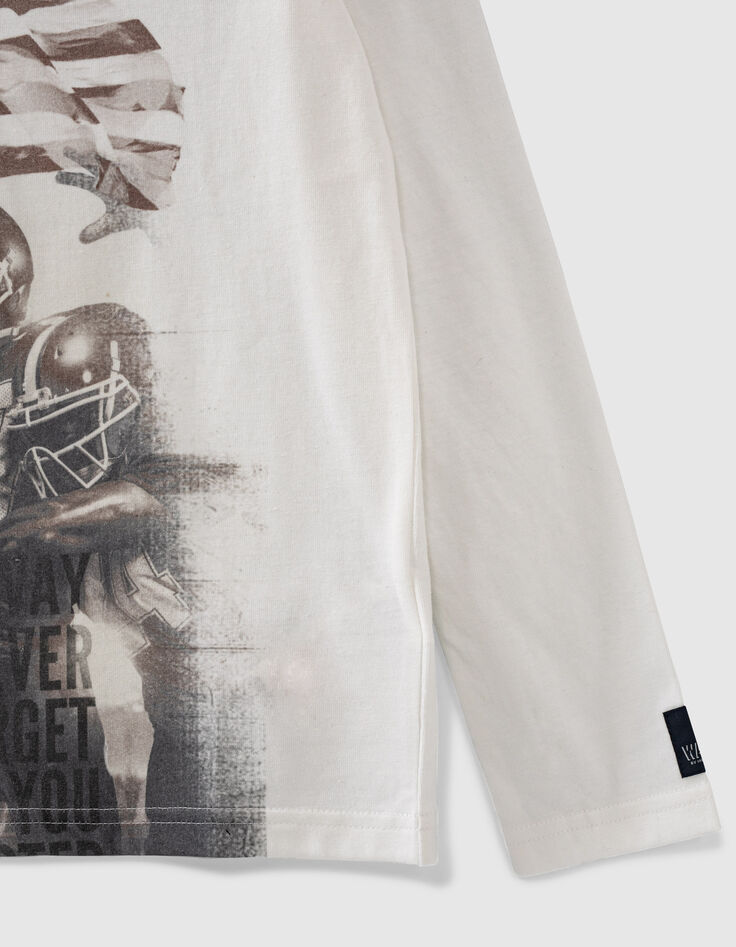 Gebroken wit T-shirt opdruk american footballers jongens -4