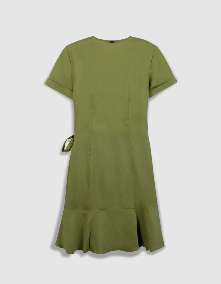 Robe courte verte forme portefeuille Femme-2