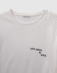 Women’s white T-shirt with embroidered slogan-2