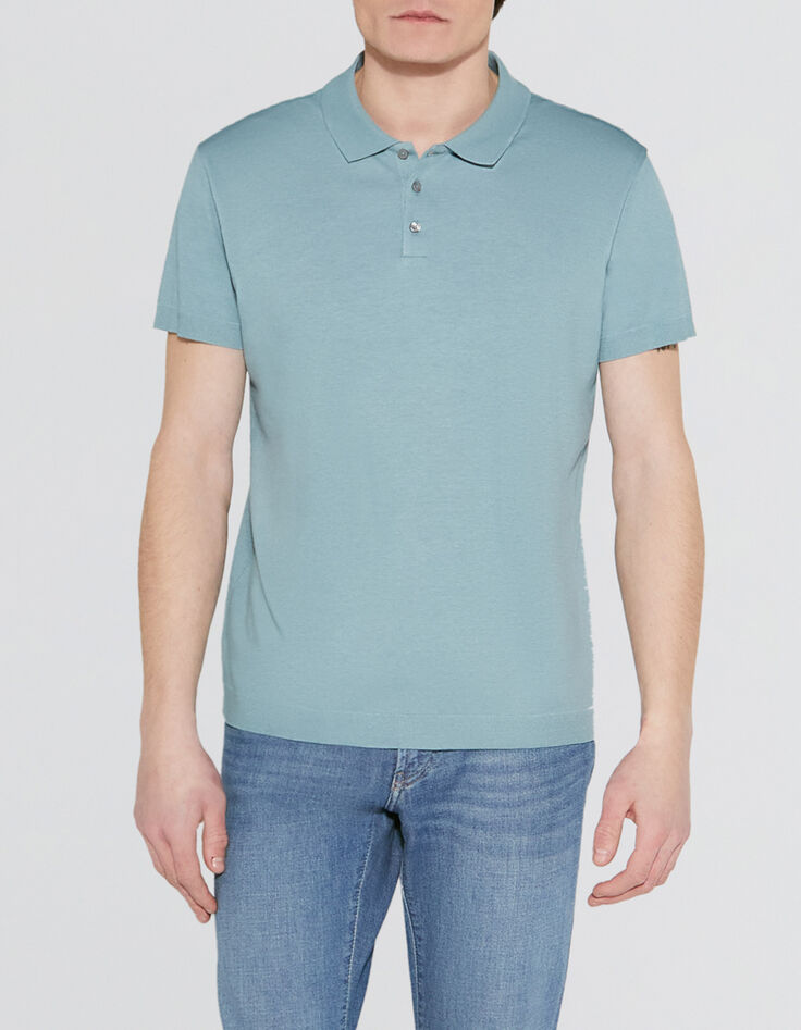 Polo aqua coton modal Homme-4