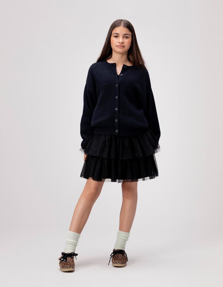 Cárdigan negro botones punto suave niña-1 Cárdigan negro botones punto suave niña-1