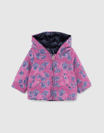 Baby-M&auml;dchen Wende-Steppjacke Marineblau/Indische Blumen - IKKS