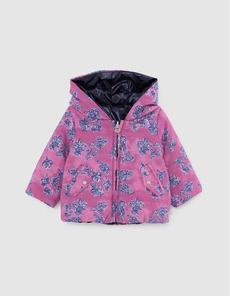 Baby-M&auml;dchen Wende-Steppjacke Marineblau/Indische Blumen-1