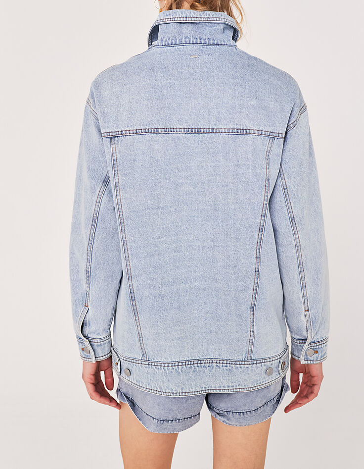Cazadora denim acid wash capucha mujer-3