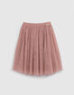 Falda midi de tul rosa de niña-1
