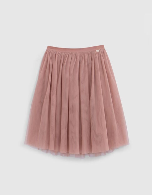 Falda midi de tul rosa de niña - IKKS