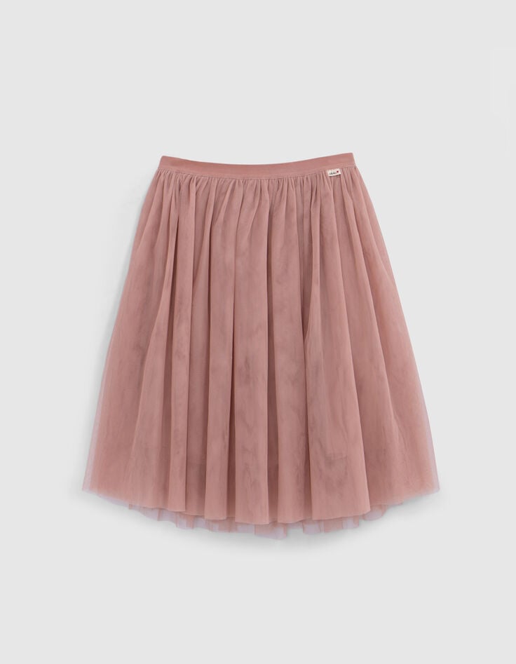 Falda midi de tul rosa de niña-1
