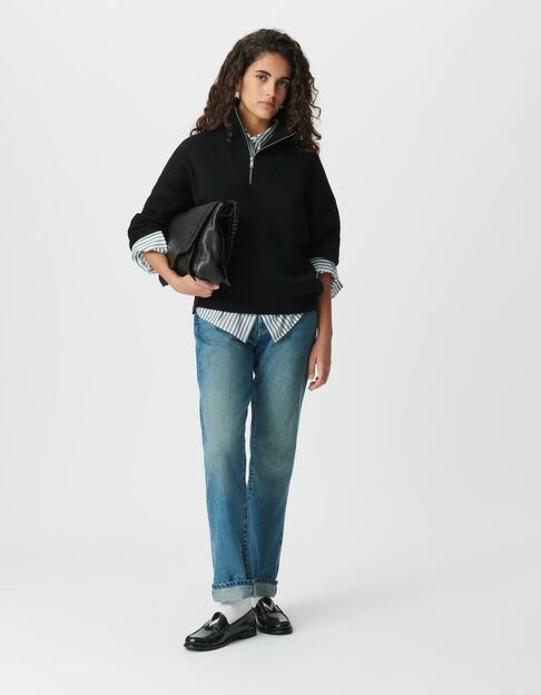 Jersey camionero negro punto acanalado mujer - IKKS