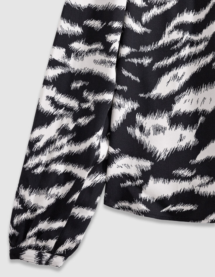 Schwarze Bluse mit Zebramuster f&uuml;r Damen-7