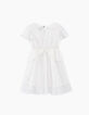Girls' off-white dotted Swiss-style textured dress-5