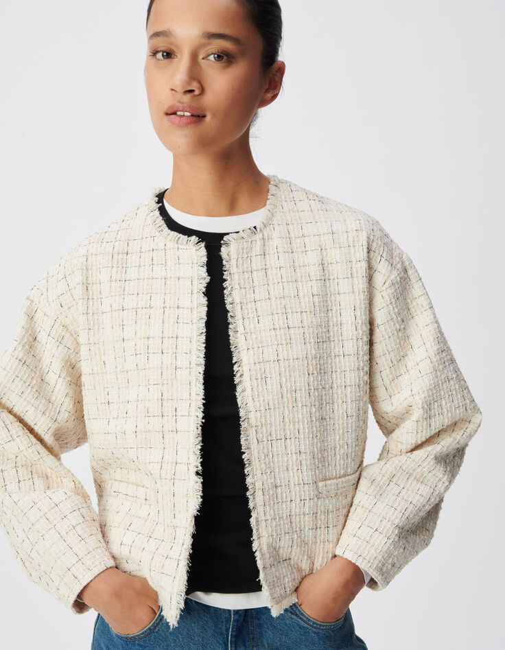 Oversized roze tweed jas Dames-5