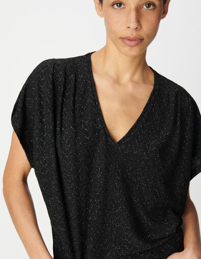 Schwarzes T-Shirt f&uuml;r Damen in lockerer Passform - IKKS