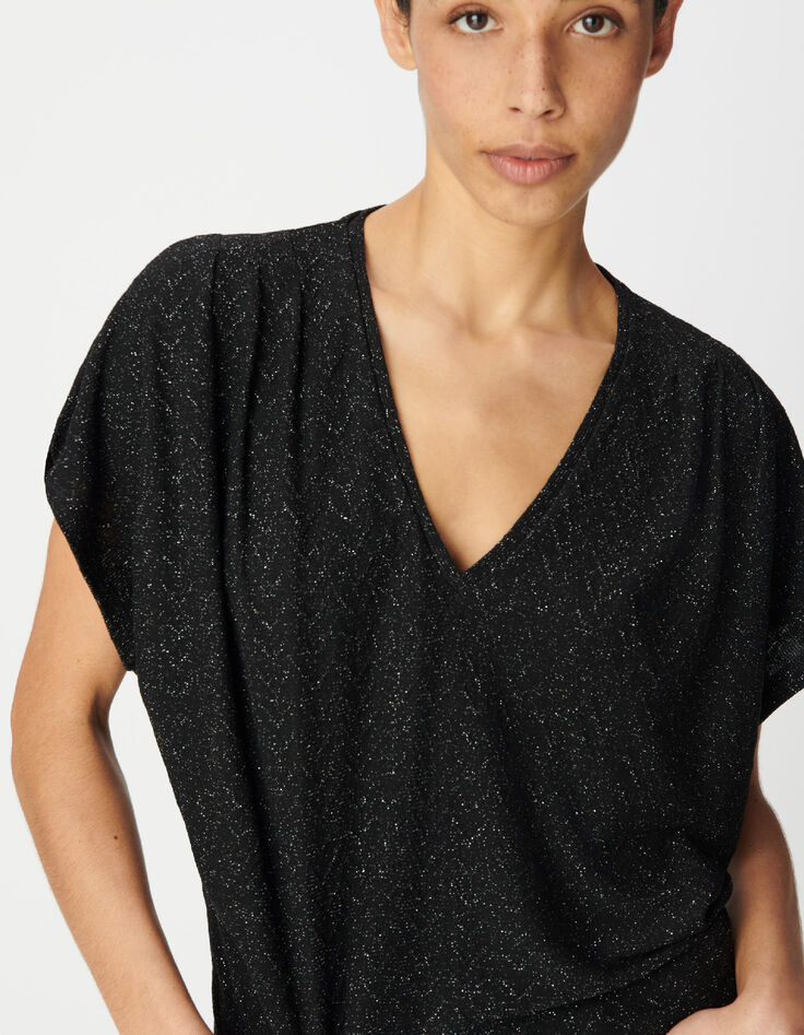 Schwarzes T-Shirt f&uuml;r Damen in lockerer Passform-1