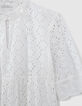 Robe courte coloris écru et broderies anglaises femme-2