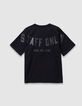 Boys’ black short-sleeved T-shirt with XL slogan on back-7